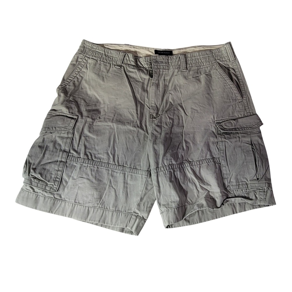 Tommy Hilfiger Mens 38 Gray Cotton Cargo Shorts Relaxed Fit Utility Hiking Stone